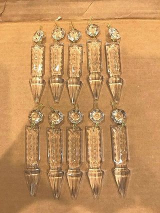 Vintage 10 Pc Set 4 " Mirano 3 Sided Spear Prisms European Chandelier Crystals