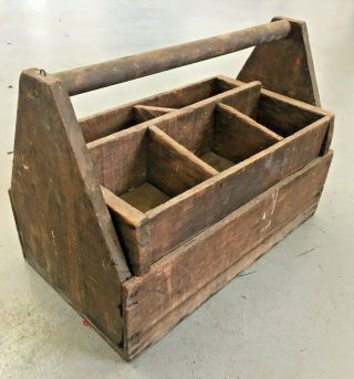 Antique 2 Pc Wood Tool Box Vintage Garden Tote Old Crate Restaurant Bar Serving