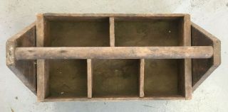 Antique 2 Pc Wood Tool Box Vintage Garden Tote Old Crate Restaurant Bar Serving 2