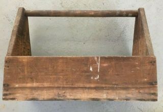 Antique 2 Pc Wood Tool Box Vintage Garden Tote Old Crate Restaurant Bar Serving 8