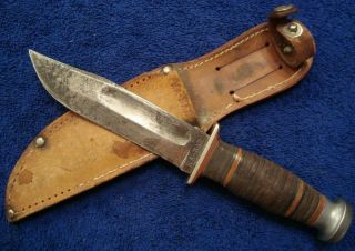 Union Cutlery Co.  Olean Ny Ka - Bar Fighting Combat Knife W/ Red Spacers 5 " Blade