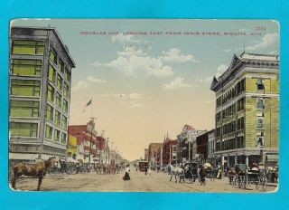 Vintage Postcard - Douglas Avenue,  Looking East From Innis Store,  Wichita,  Kansas