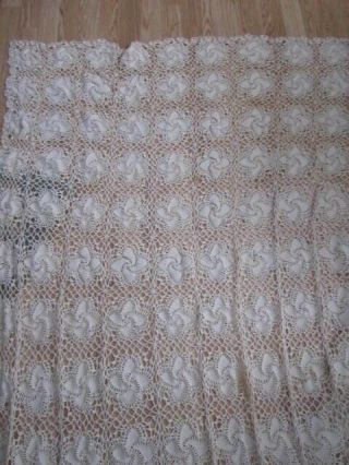 Vintage Heavy Cotton Crocheted Lace Tablecloth - - Tan Color
