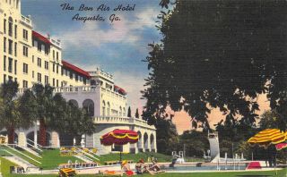 Augusta Georgia 1940s Linen Postcard The Bon Air Hotel