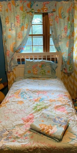 Vintage Care Bear Twin Comforter Set 1980s Sheets Curtains And Valance