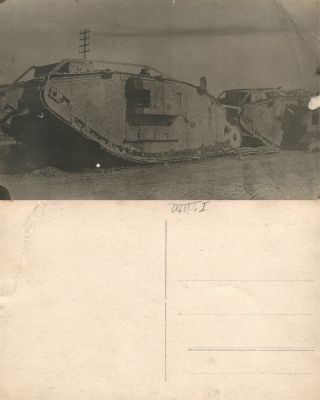 Wwi Tank Real Photo Postcard Antique Rppc