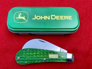 Disc.  Case Xx John Deere Hawkbill Pruner Knife 61011 Ss In Gift Tin Gr Corn Cob
