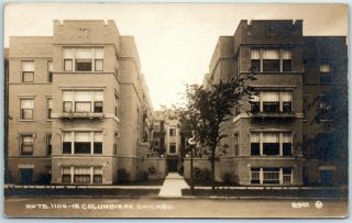 Chicago Il Rppc Postcard " Apartments 1104 - 12 Columbia Avenue " H.  B.  Brooks Photo