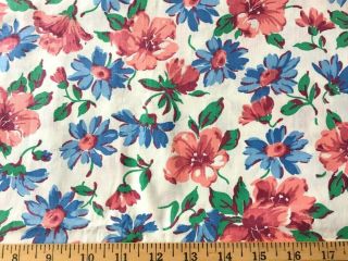 Vtg Fabric 40s 50s Cotton Florals 4 Yards (1)