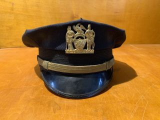 Vintage Cravenette Nypd Police Uniform Cap Made By Tanen Uniform Cap Co.  60s?