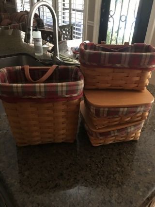 Longaberger Large Baskets With Lids And Liners