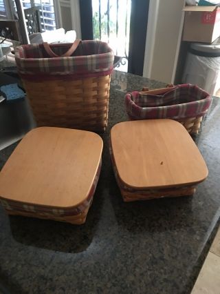 longaberger large baskets with lids And Liners 4