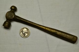 Antique Solid 1 - Piece Brass Tack Ball Hammer Small 6 1/2 " Hand Made