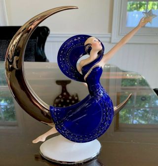 Franklin Moonlight In Platinum Art Deco Porcelain Figurine