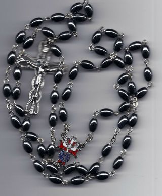 Knights Of Columbus Rosary - 5x8mm Rice Hematite Beads 6 Rosaries
