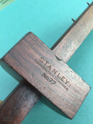 Vintage STANLEY No.  77 Mortise Marking Gauge Rosewood & Brass PARTS 2