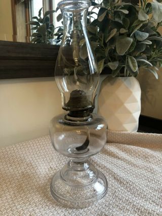 Antique Vintage Clear Glass Oil Kerosene Hurricane Lamp Wedding Farmhouse Smooth