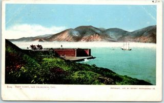 San Francisco Ca Postcard " Fort Point " Golden Gate Presidio Detroit Photo.  C1904