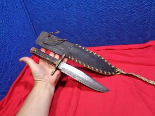 Antique Hunting Knife Bowie & Sheath 24