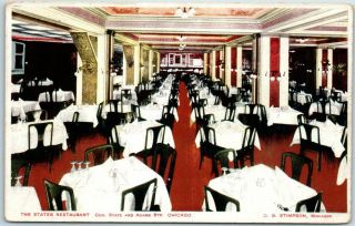 Vintage Chicago Il Postcard The States Restaurant State & Adams Sts.  Dated 1912