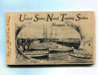 Vintage Postcard Military Book - U.  S.  Naval Training Station Newport R.  I.  Very Old