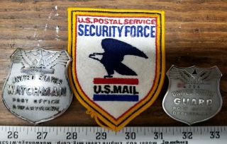 Vintage US Postal Police Officer Badges and Patch - Rare,  Obsolete,  USPS 2
