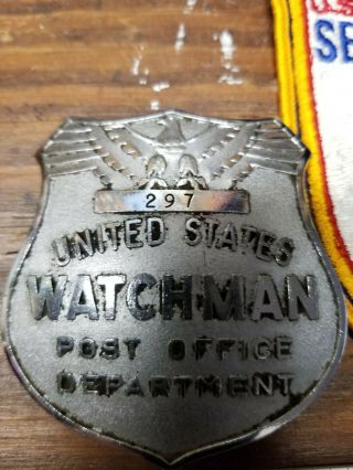 Vintage US Postal Police Officer Badges and Patch - Rare,  Obsolete,  USPS 3