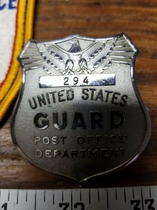 Vintage US Postal Police Officer Badges and Patch - Rare,  Obsolete,  USPS 5