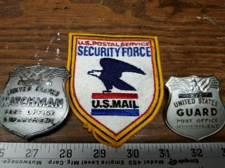 Vintage US Postal Police Officer Badges and Patch - Rare,  Obsolete,  USPS 7