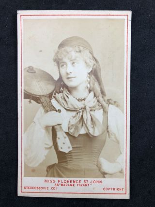 Victorian Carte De Visite Cdv Actress Florence St John Madame Favart Strand 1880