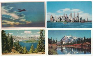 4 Vintage 1950 United Airlines Advertising Postcard