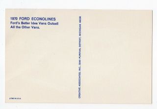 1970 FORD Econoline Van Ford Advertising Postcard 2