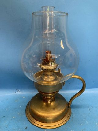 Vintage 12” Solid Brass Oil Lamp With 2 Globes - Antique Brass Kerosene Lamp