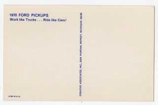 1970 FORD F100 Pickup Truck Ford Advertising Postcard 2