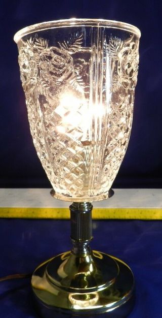 Vintage Clear Cut Crystal And Brass Bed Side Lamp Vt1563