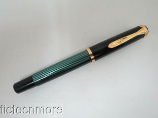 Vintage Pelikan M400 Souveran Green Striated Black Cap Rgt Ballpoint Pen Germany