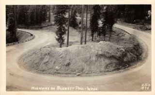 Rppc Highway On Blewett Pass,  Washington Ellis 470 Ca 1940s Vintage Postcard
