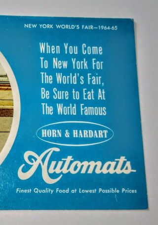Horn & Hardart Automat 1964 York World ' s Fair Postcard 2