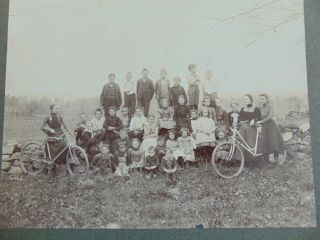 Antique Photograph Of Victorian Women Posing W Their Bicycles
