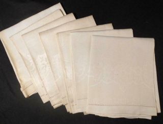 7 Matching Vintage Damask Linen Drying Tea Towels,  Hand Towels 17 " X31 " Each