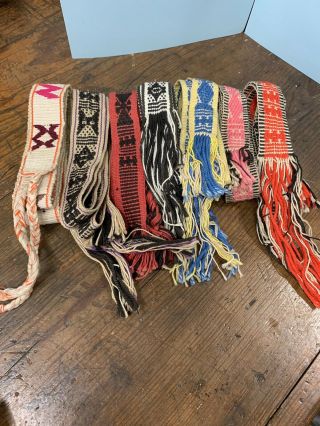 Vintage Handwoven Cotton Belts (7) Mexico Or Central/south America