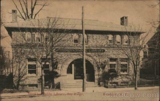 1913 Brooklyn Public Library,  Bay Ridge Kings County York Postcard 1c stamp 2