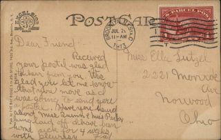 1913 Brooklyn Public Library,  Bay Ridge Kings County York Postcard 1c stamp 3