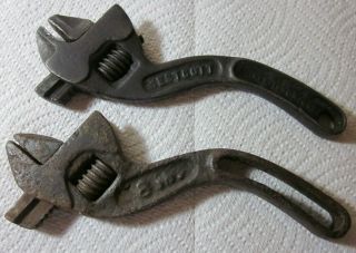 Vintage 2 Pc " S " Shape Adjustable Wrench B & C And Westcott,  8 Inch