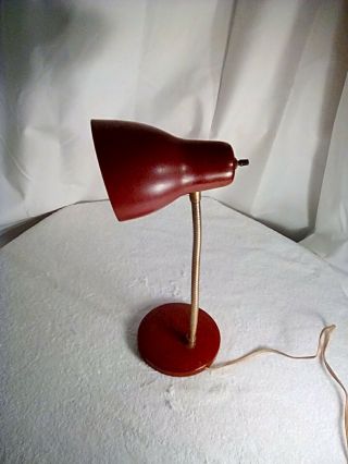 Vintage Mid Century Gooseneck Red Desk Table Lamp.  It.
