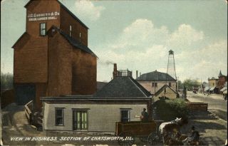 Chatsworth Illinois Business Section Jc Corbett Grain Lumber Coal Mailed 1910