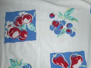Vintage Cotton Tablecloth Fruit blocks w/ cherries,  grapes,  pears,  strawberries 2