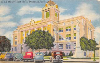 Gainesville Texas 1940s Linen Postcard Cooke County Court House