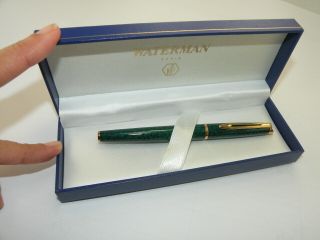Waterman Rollerball Ink Pen Green Marble Gold Tone France