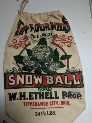 Tipp Flour Mills Tippecanoe City Tipp City Ohio Vintage Bag Sack Wh Ethell Prop